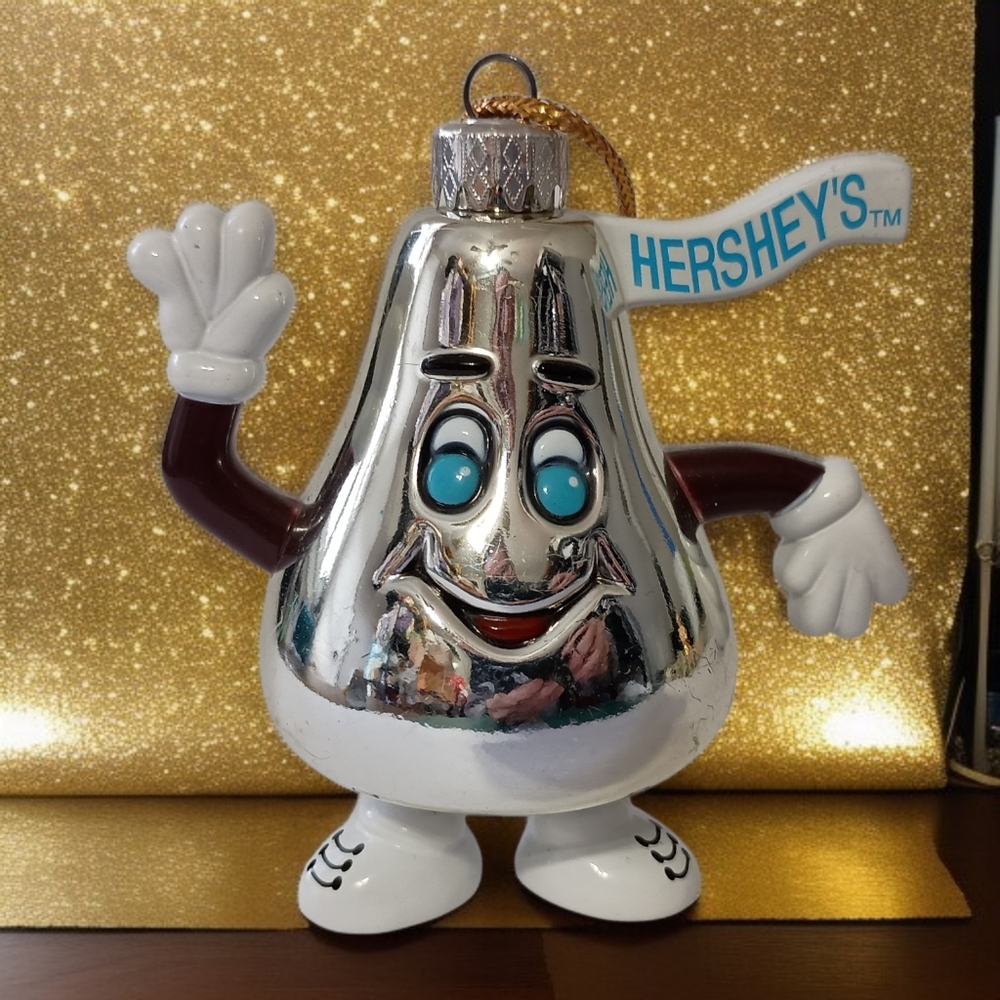 Vintage Hersheys Chocolate Kiss‎ Ornament Shiny Silver Kurt Adler Christmas 1998